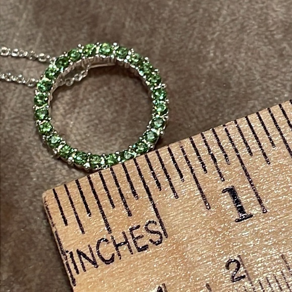 Green Rhinestone Infinity Circle Necklace - Picture 5 of 8